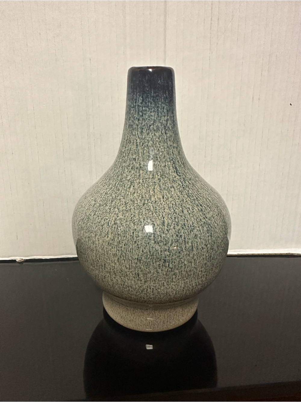 Textured Blue-Gray Ceramic Bud Vase